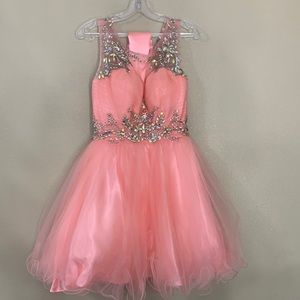 A sparkly pink formal dress